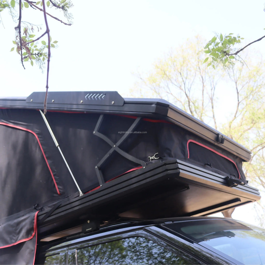 Car Rooftop Tent Aluminum 2 People Hiking Cargo Hard Shell Fits Carrier SUV Trucks Tacoma Foldable Rooftop