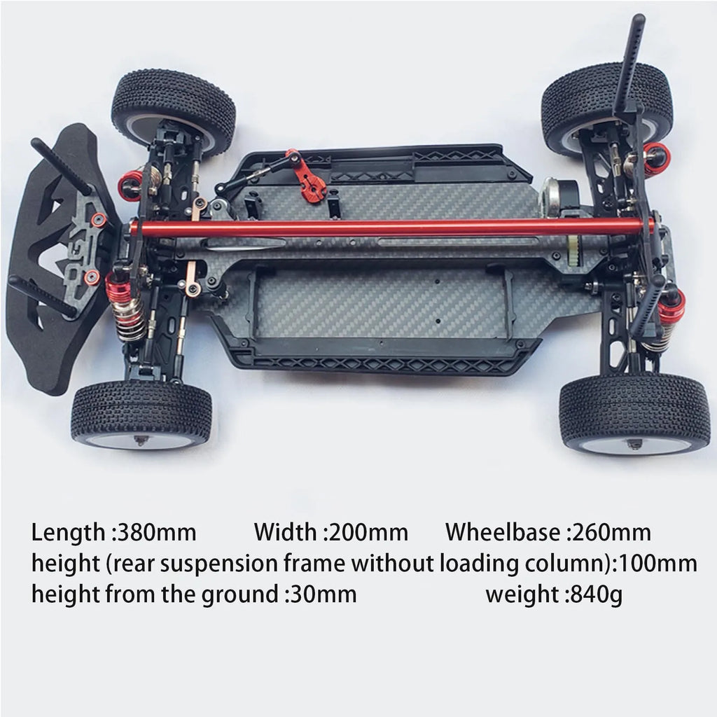 1:10 RC Car Upgrades - Metal & Carbon Fiber Chassis Frame Kit for Off-Road Racing, High-Strength Replacement Parts