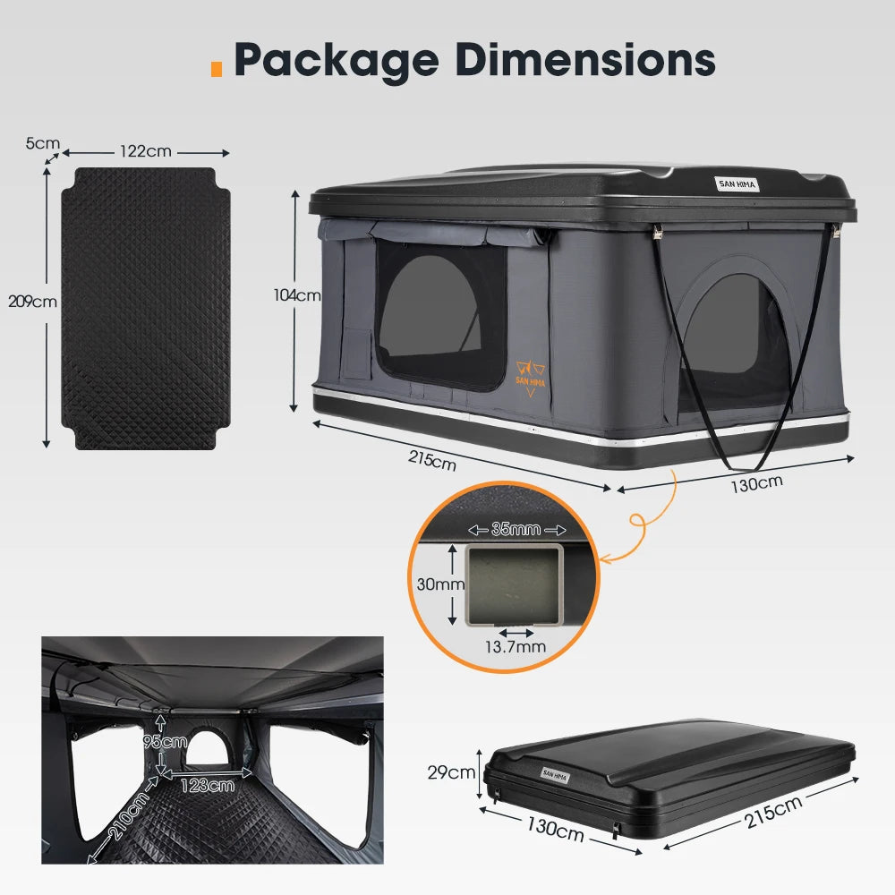 130x125CM Car Roof Tent,Aluminum Alloy Material ABS Hard Shell,Quick Opening,Waterproof Camping Tent for SUV Campervan