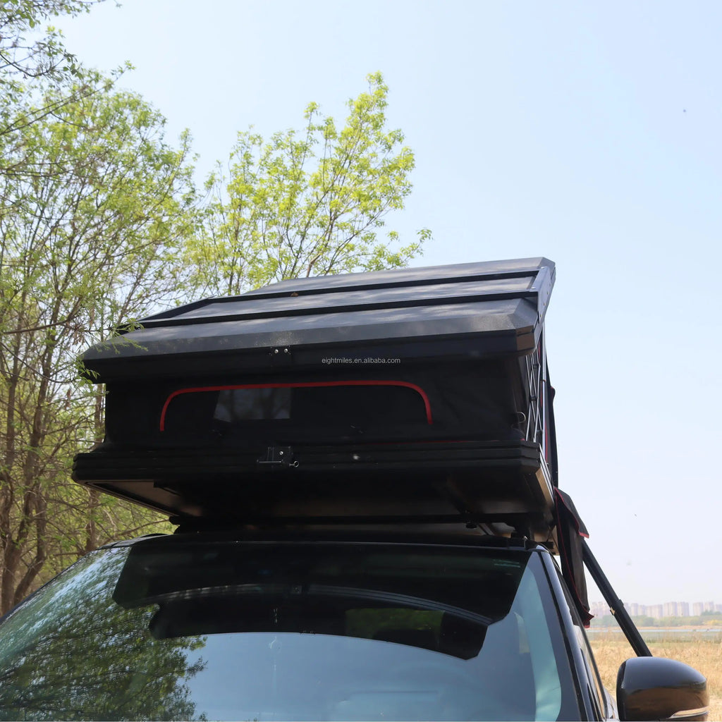 Car Rooftop Tent Aluminum 2 People Hiking Cargo Hard Shell Fits Carrier SUV Trucks Tacoma Foldable Rooftop