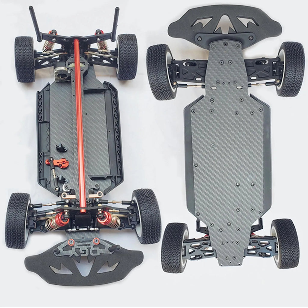 1:10 RC Car Upgrades - Metal & Carbon Fiber Chassis Frame Kit for Off-Road Racing, High-Strength Replacement Parts