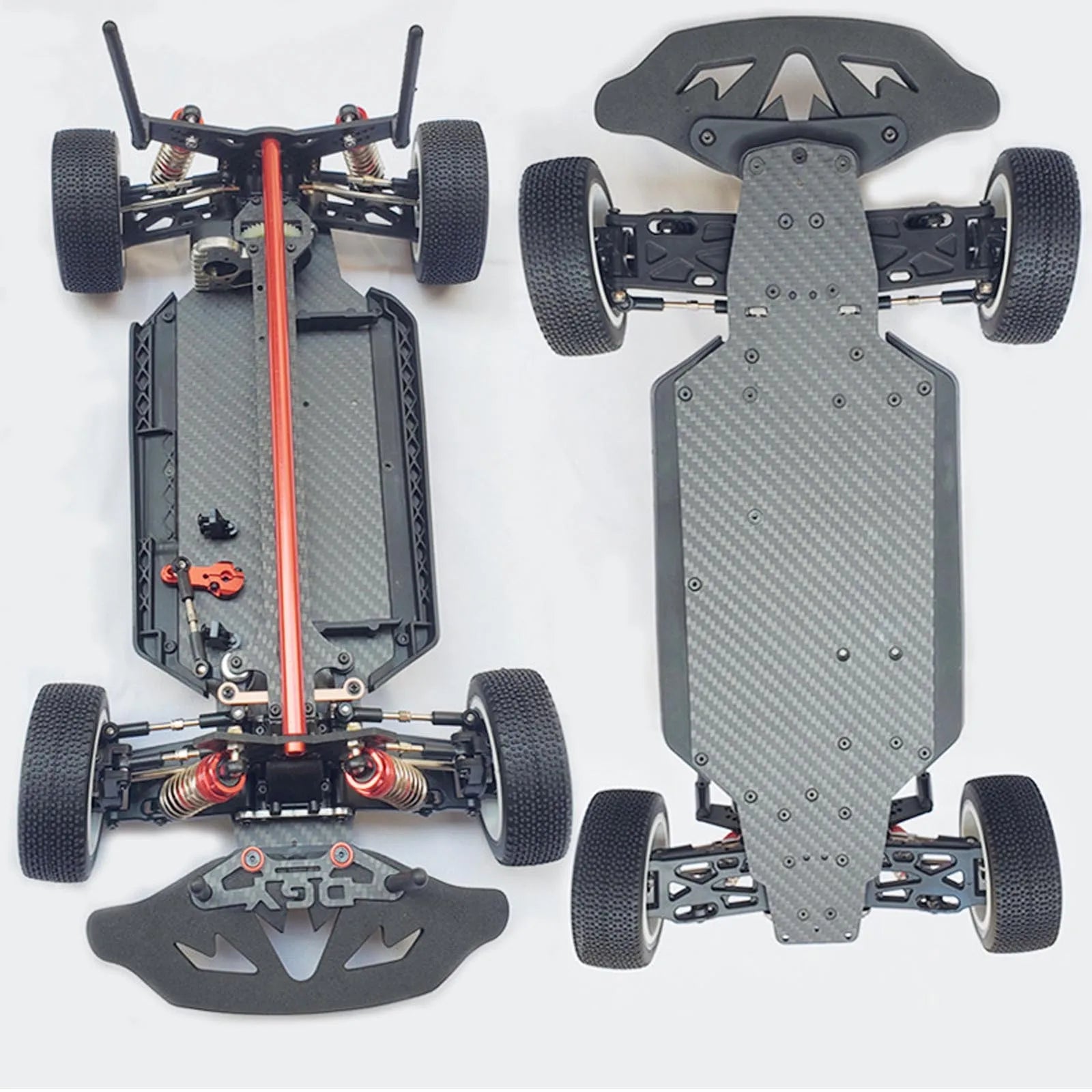 1:10 RC Car Upgrades - Metal & Carbon Fiber Chassis Frame Kit for Off-Road Racing, High-Strength Replacement Parts