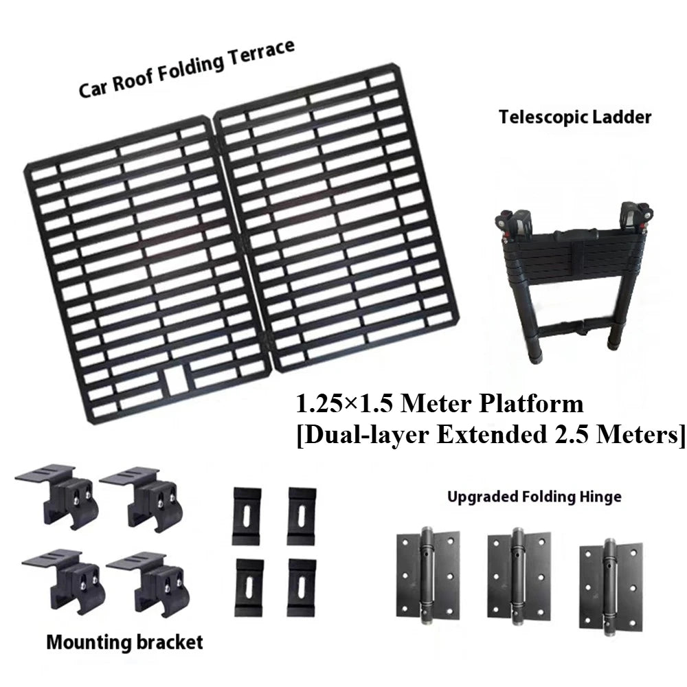 SUV Off-road Vehicle Roof Rack, Roof Expansion Platform, Double-layer Folding Terrace, Tent Can Be Installed, Rest and Chat