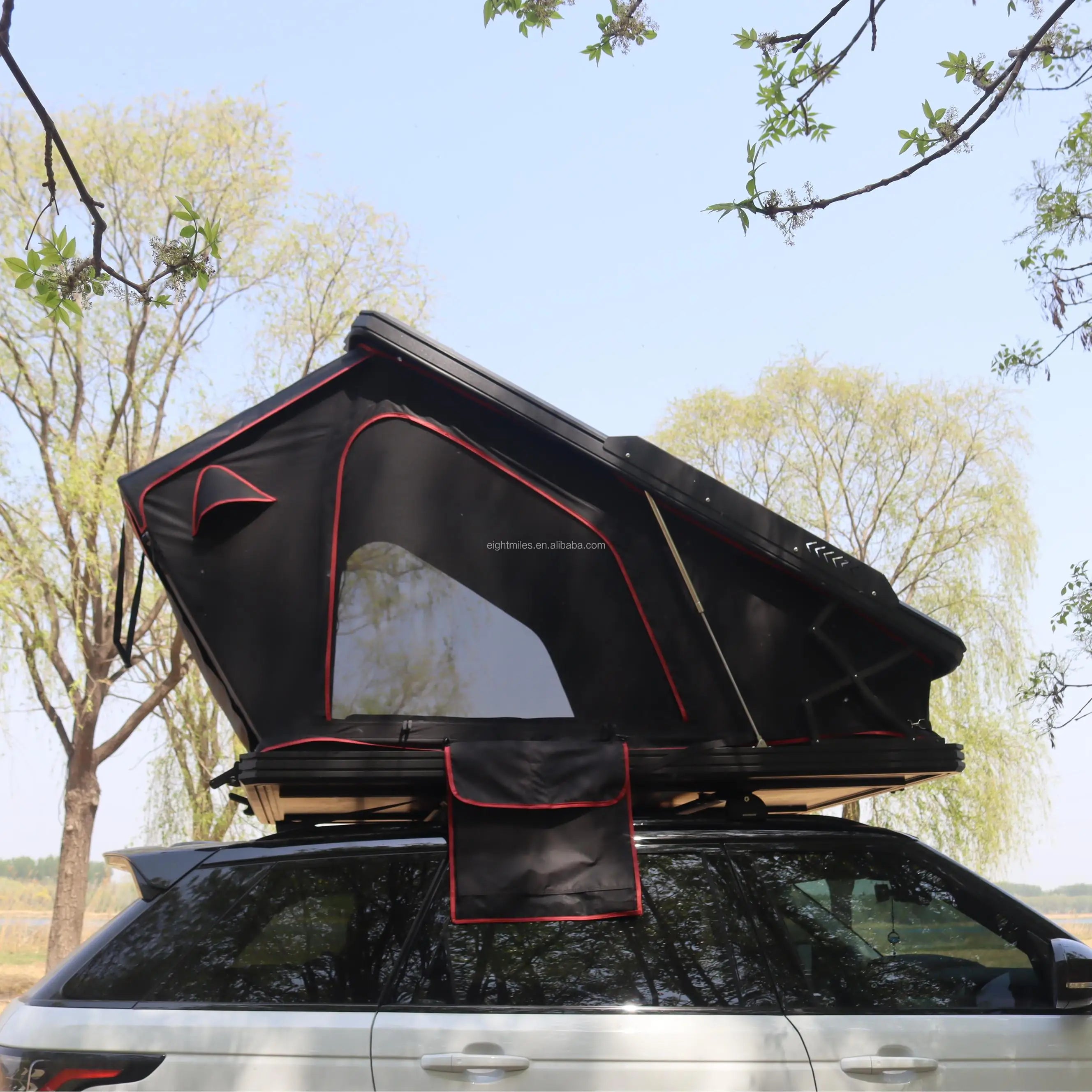 Car Rooftop Tent Aluminum 2 People Hiking Cargo Hard Shell Fits Carrier SUV Trucks Tacoma Foldable Rooftop
