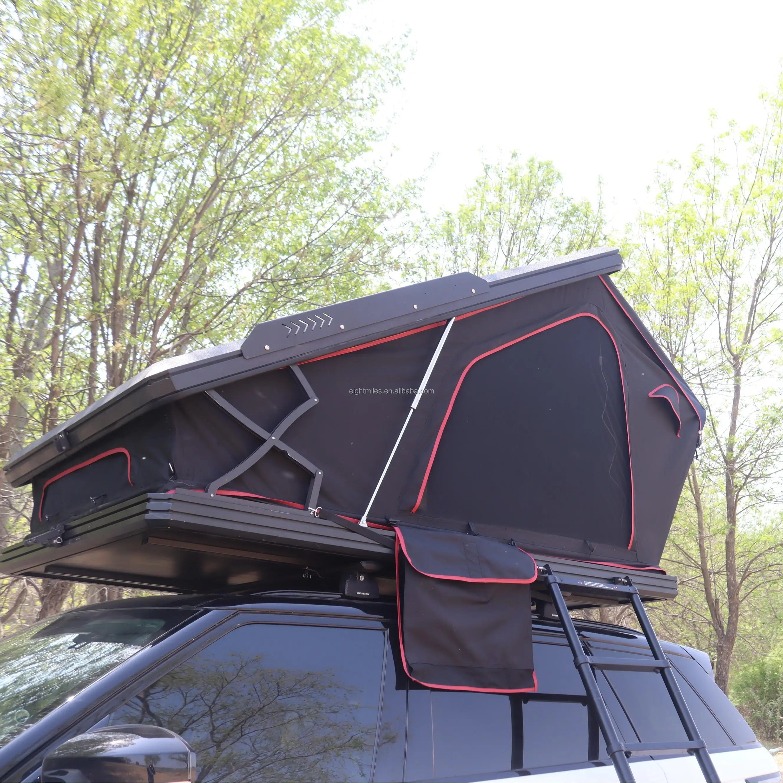 Car Rooftop Tent Aluminum 2 People Hiking Cargo Hard Shell Fits Carrier SUV Trucks Tacoma Foldable Rooftop