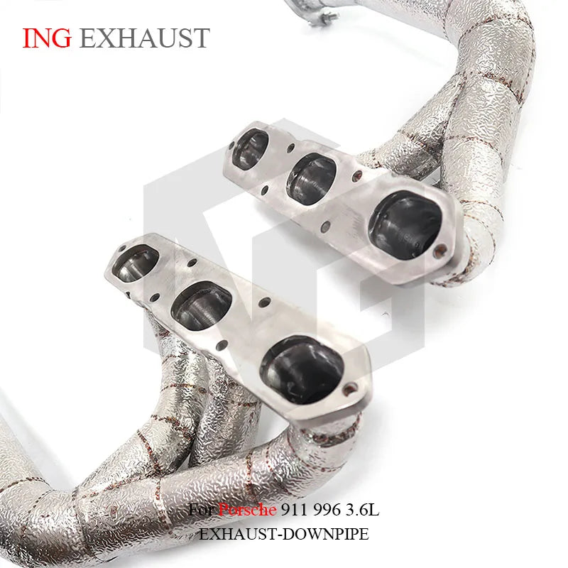 ING exhaust system stainless steel parts for Porsche 911 996 3.6L performance manifold without catalyst
