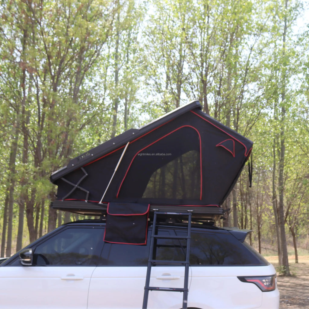 Car Rooftop Tent Aluminum 2 People Hiking Cargo Hard Shell Fits Carrier SUV Trucks Tacoma Foldable Rooftop