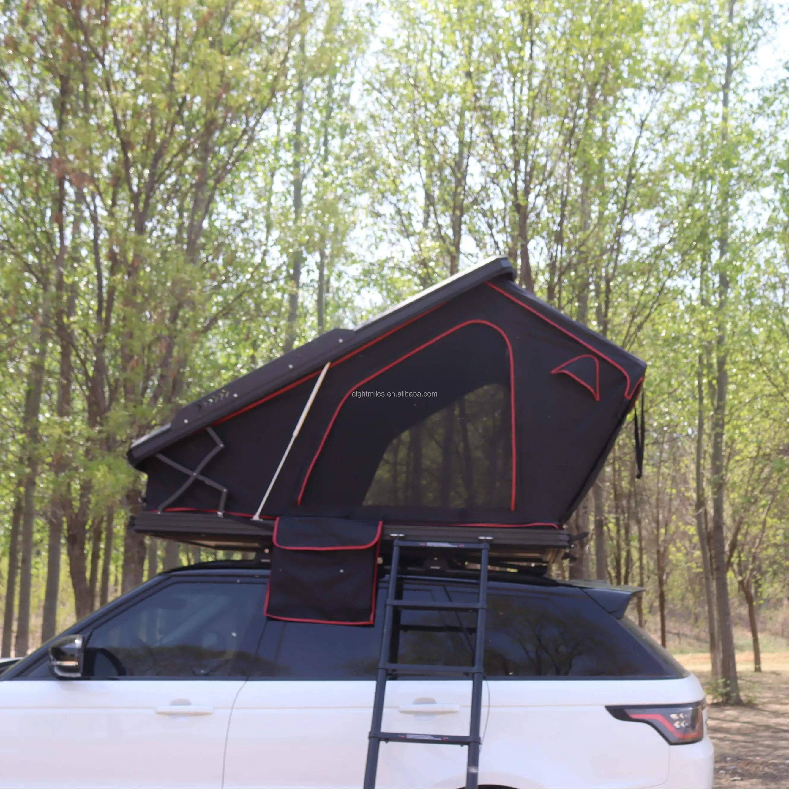 Car Rooftop Tent Aluminum 2 People Hiking Cargo Hard Shell Fits Carrier SUV Trucks Tacoma Foldable Rooftop
